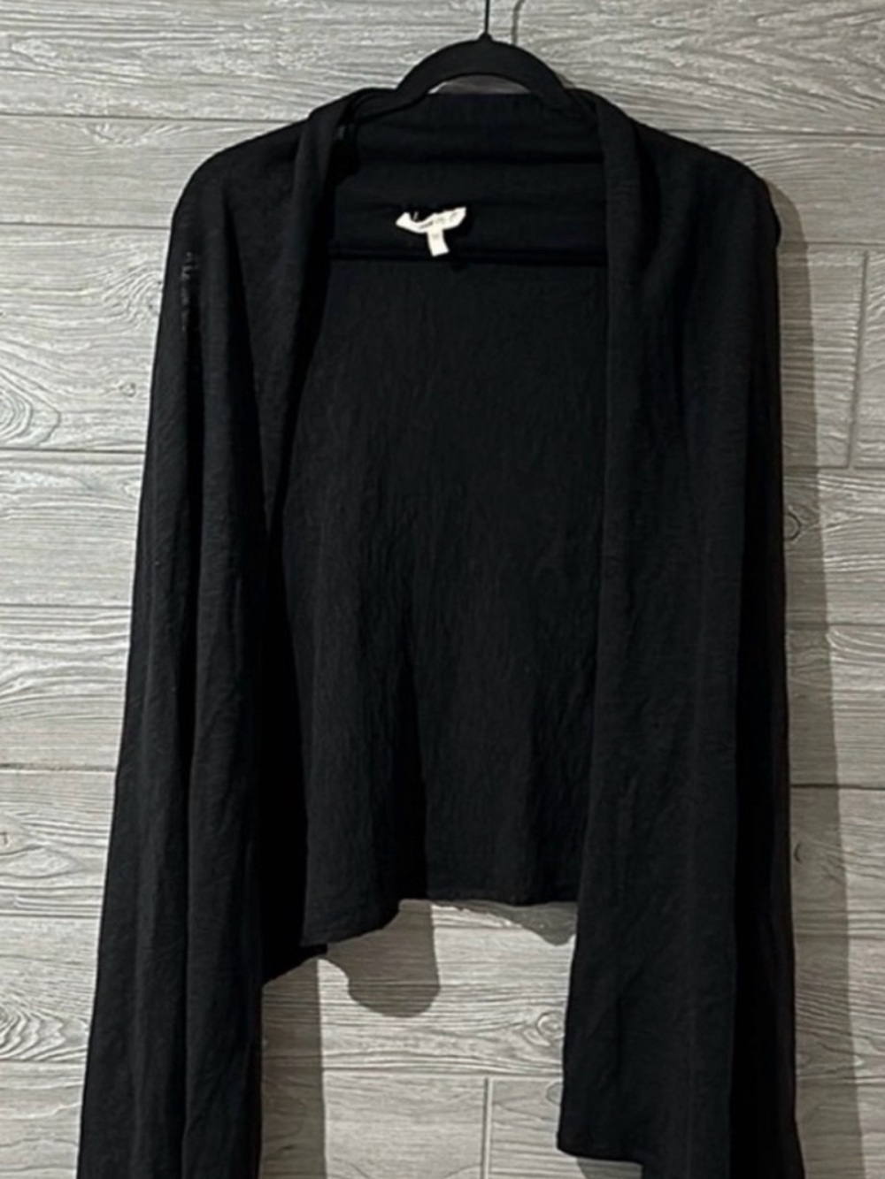 Eileen Fisher Black Draped Open-Front Cardigan
